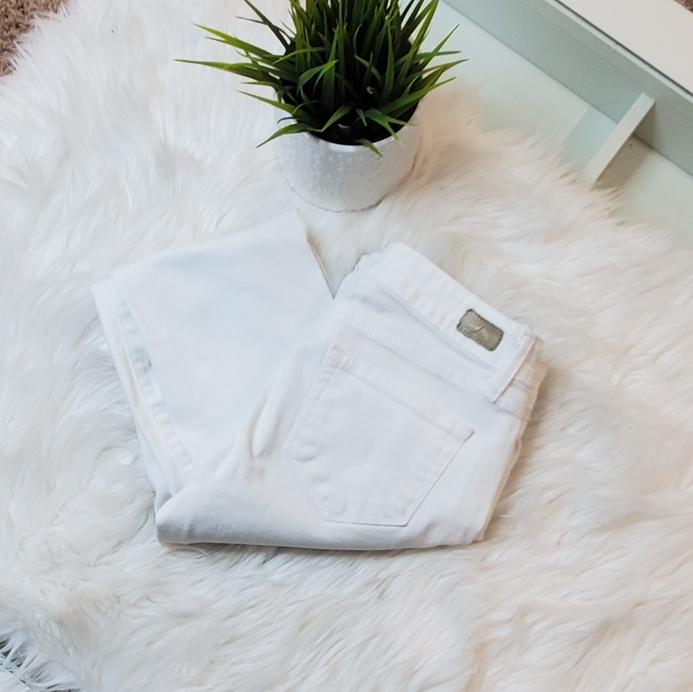 Paige peg straight white jeans